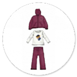 COMPLETO CARDIGAN BORDEAUX CON CAPPUCCIO TSHIRT BIANCA CON ORSO E GAUCHO BORDEAUX 