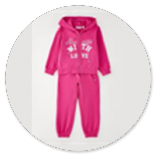 COMPLETO FELPA FUCSIA CON CAPPUCCIO E SCRITTE 