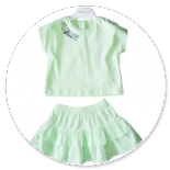 COMPLETO TSHIRT E GONNA BALZE VERDE