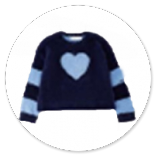 MAGLIA BLU CON CUORE E RIGHE CELESTI 