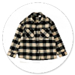 CAMICIA QUADRO BEIGE E NERO CON CAPPUCCIO STACCABILE 