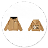 CARDIGAN IN FELPA CON CAPPUCCIO BISCOTTO CON SCRITTE NERE 
