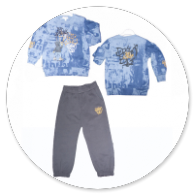 COMPLETO FELPA FANTASIA CELESTE E PANTALONE GRIGIO 