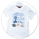 TSHIRT BIANCA CON STAMPA BLU E BISCOTTO 