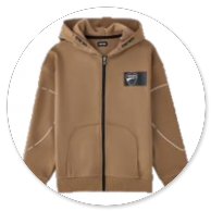 CARDIGAN FELPA CON CAPPUCCIO RIFINITA IN BEIGE 