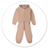 COMPLETO CARDIGAN FELPA CON CAPPUCCIO BEIGE EPANTALONE CON POLSINO 