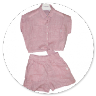 COMPLETO MISTO LINO CAMICIA E SHORT ROSA