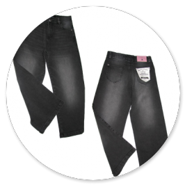 JEANS LARGO NERO LAVATO