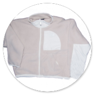 GIUBBOTTO ORSETTO BEIGE CON INTARSI IN STOFFA 