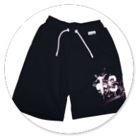 BERMUDA IN FELPA NERO CON STAMPA