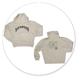 CARDIGAN IN FELPA CON CAPPUCCIO E SCRITTE NERE 