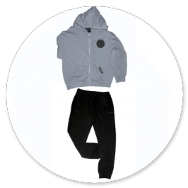 CARDIGAN-IN-FELPA-CON-CAPPUCCIO-GRIGIA-E-PANTALONE-NERO-
