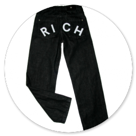 JEANS NERO CON SCRITTA BIANCA DIETRO 