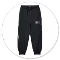 PANTALONE IN FELPA NERO INTARSI PANNA 