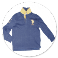 POLO BLU RIFINITA IN GIALLO SENAPE 
