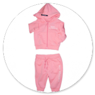 COMPLETO IN FELPA ROSA CON CAPPUCCIO 