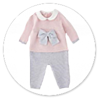 COMPLETO IN MAGLIA ROSA E GRIGIO CON FIOCCO 