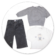MAGLIA GRIGIA CON SCRITTA TSHIRT PANNA CON ORSO GRIGIO E JEANS GRIGIO CON SWAROSVKI 