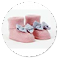 SCARPINA A CALZINO ROSA CON FIOCCO GRIGIO