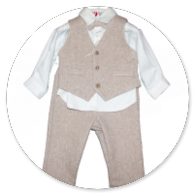 COMPLETO CAMICIA BIANCA GILET PANTALOE E FIOCCHINO BEIGE SPIGATO 