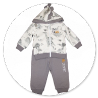 COMPLETO CARD.PANNA CON CAPPUCCIO FANTASIA ANIMALI E PANTALONE GRIGIO 