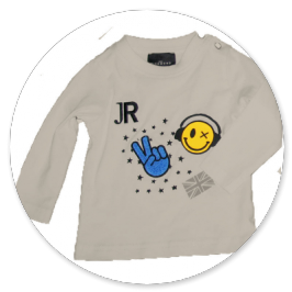 TSHIRT PANNA CON SMILE E BANDIERA INGLESE 